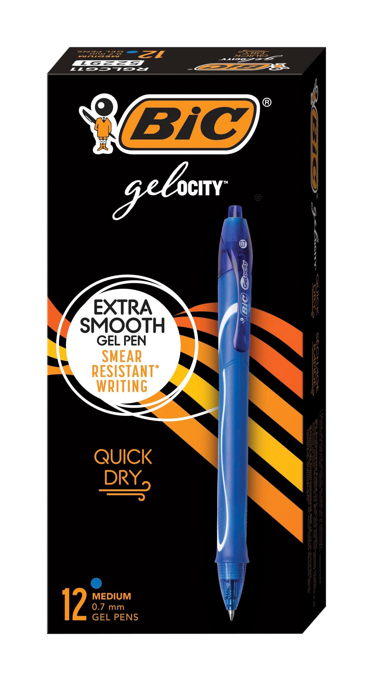 PEN BIC GEL QUICK DRY BLUE PACK OF 12
