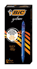 PEN BIC GEL QUICK DRY BLUE PACK OF 12