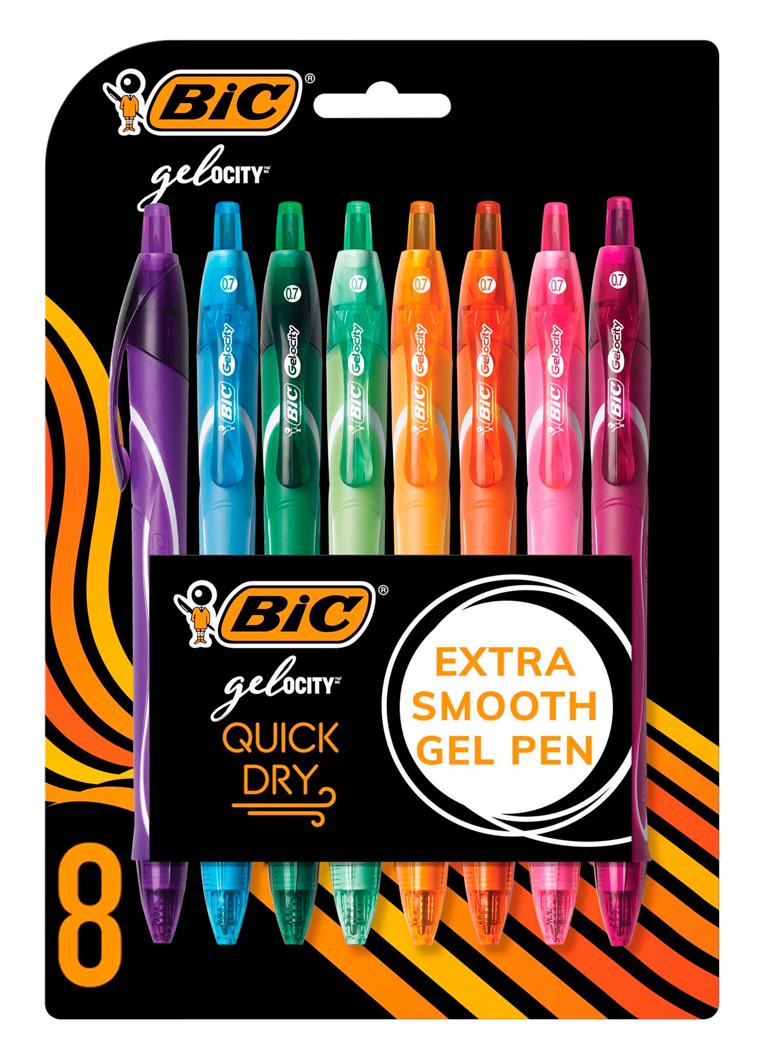 PEN BIC GEL QUICK DRY FASHION ASST SET OF 8