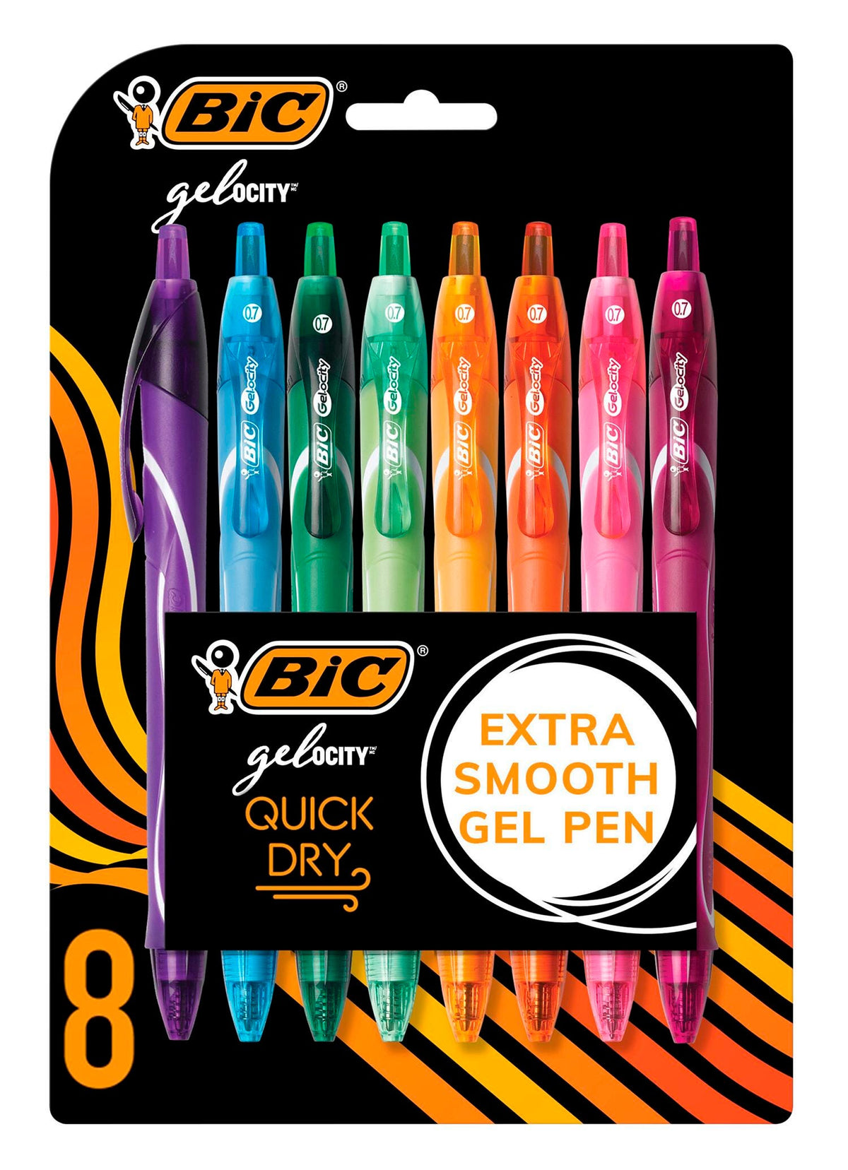 PEN BIC GEL QUICK DRY FASHION ASST SET OF 8