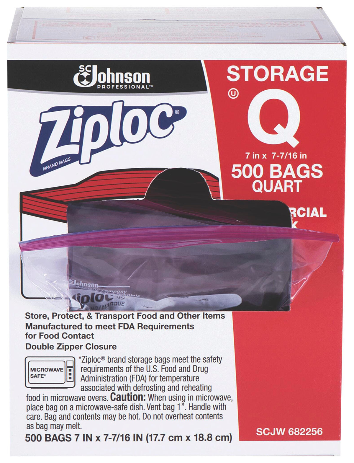 ZIPLOC STORAGE BAG QUART CASE OF 500
