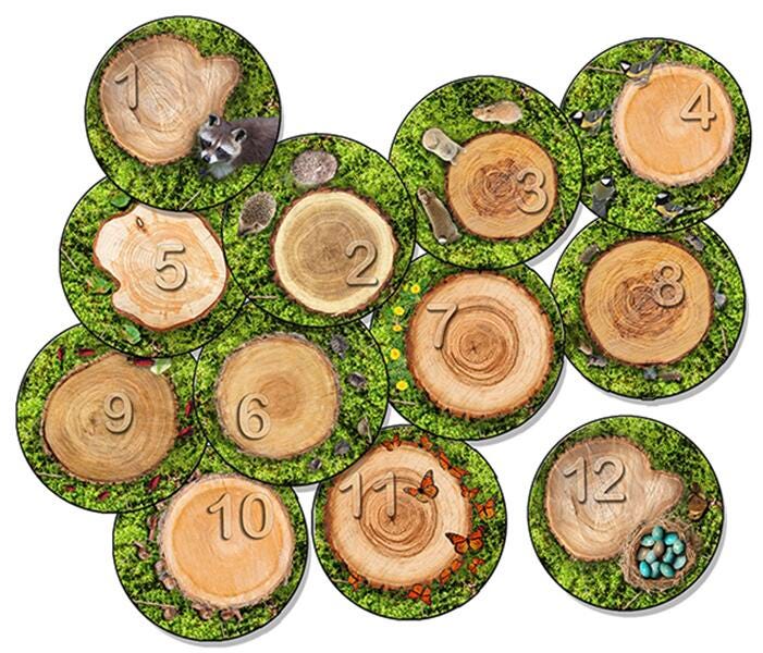 FLAGSHIP CARPETS - COUNTING SEATING STUMPS STOW-N-GO 1-12 - 16-INCH ROUNDS - SET OF 12