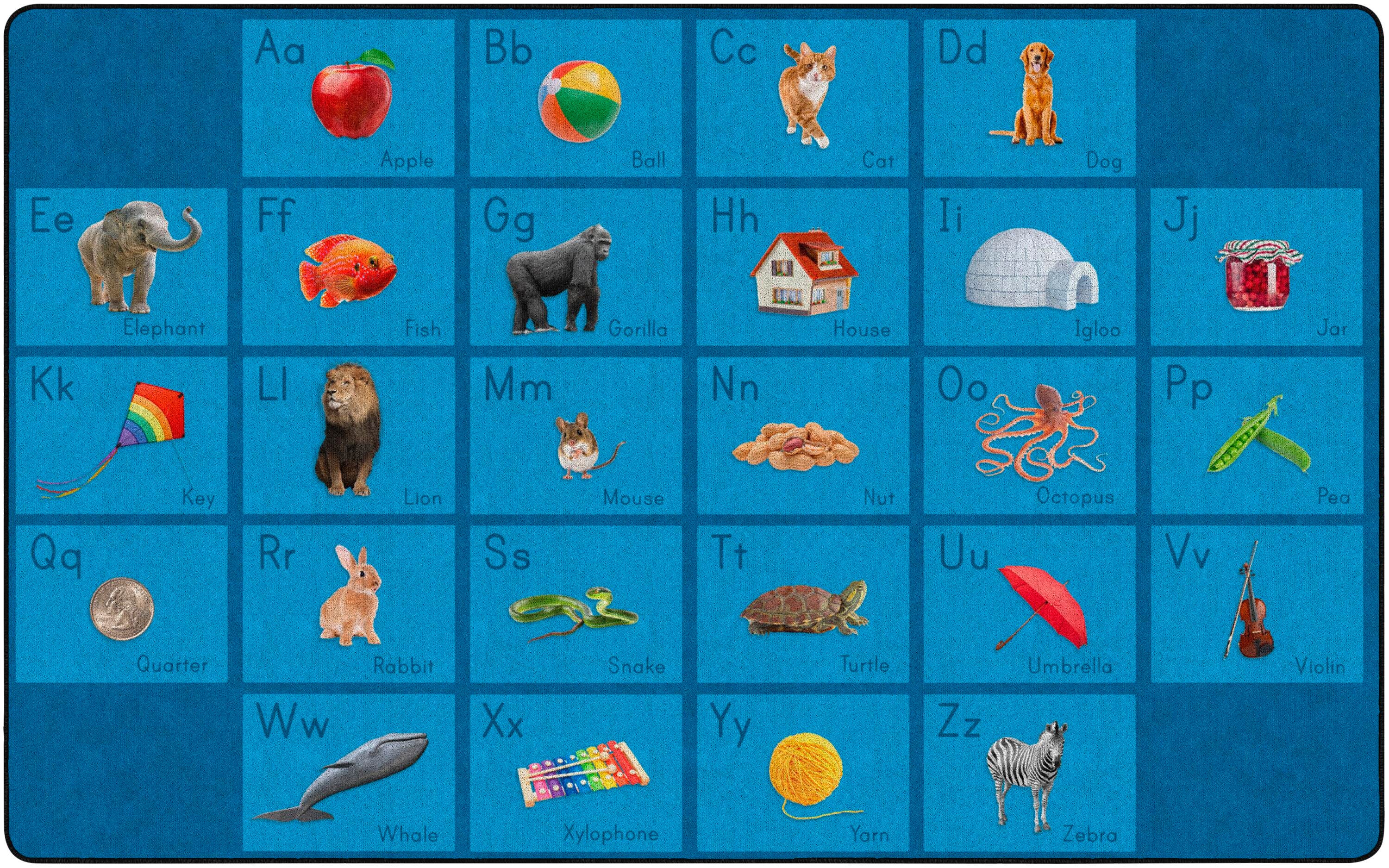 FLAGSHIP CARPETS - SEE MY ALPHABET - 6 FT X 8 FT 4 IN RECTANGLE - BLUE