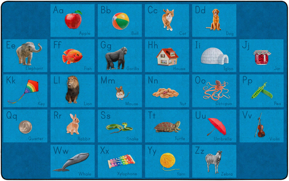 FLAGSHIP CARPETS - SEE MY ALPHABET - 6 FT X 8 FT 4 IN RECTANGLE - BLUE