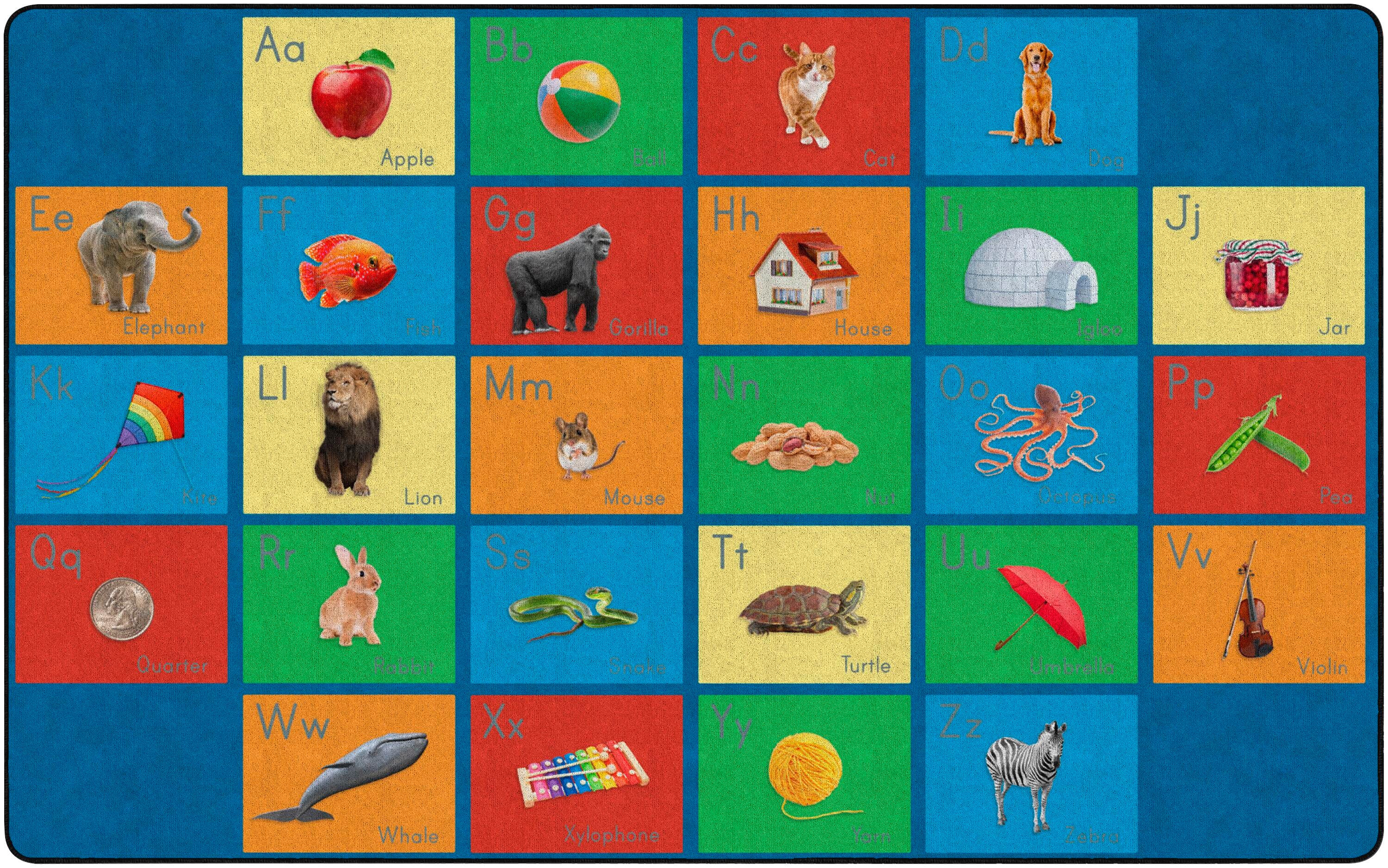 FLAGSHIP CARPETS - SEE MY ALPHABET - 6 FT X 8 FT 4 IN RECTANGLE - MULTI