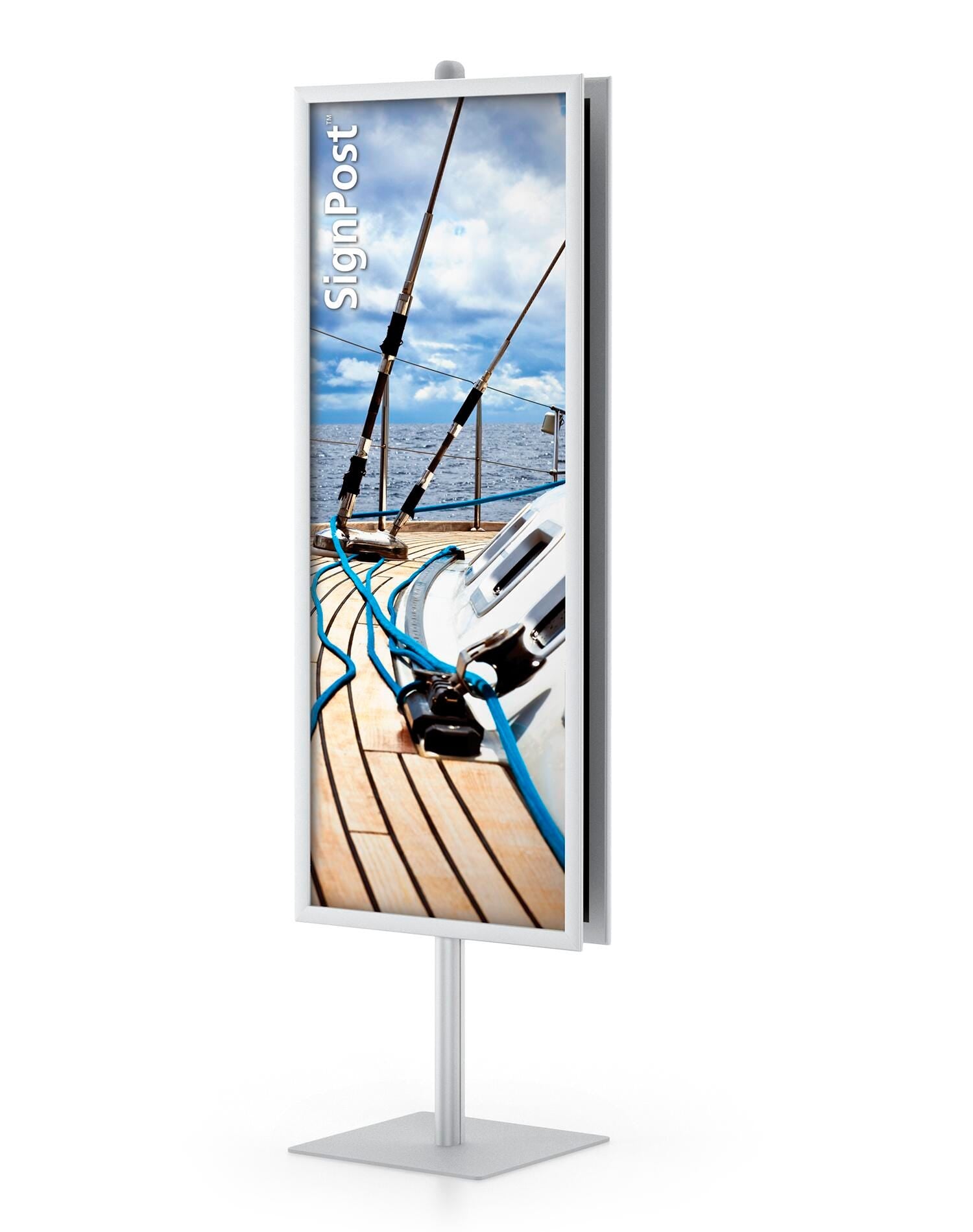 SIGN FRAME 6H UPRIGHT W/ TWO-22 X 28 DROP IN FRAMES - SILVER