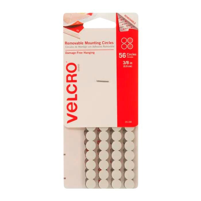 VELCRO BRAND MOUNTING CIRCLES 3/8 IN PACK OF 56
