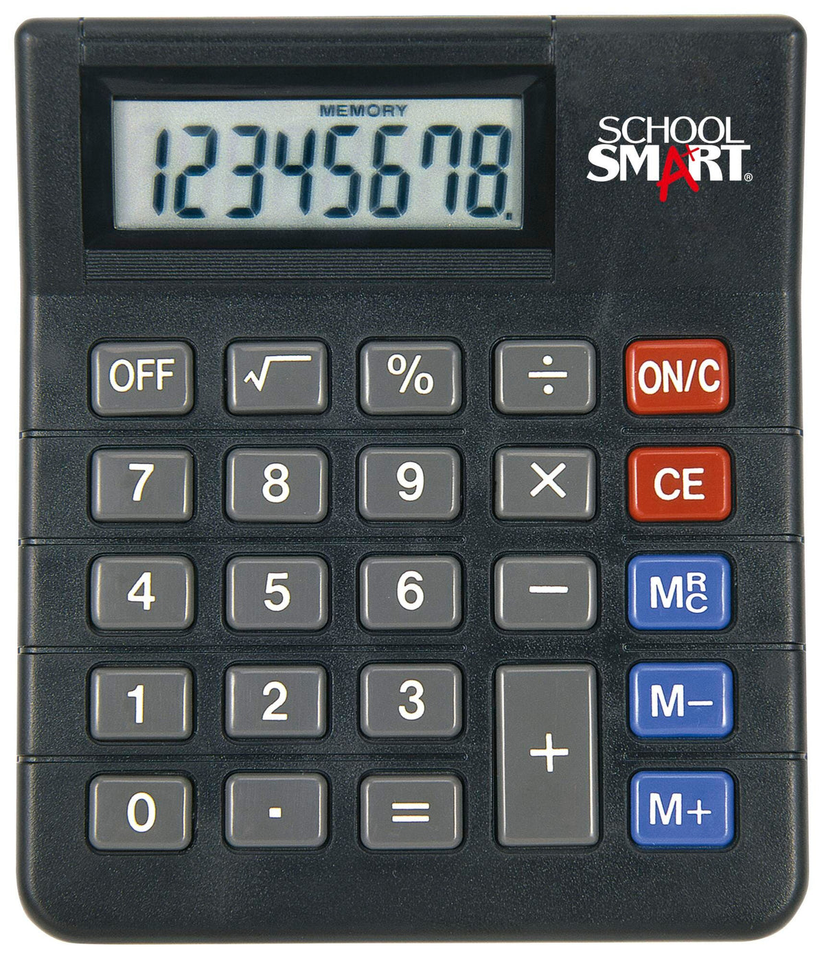 SCHOOL SMART CALCULATOR - BIG DISPLAY 8 DIGIT - BLACK - 1 AG10 BATTERY INCLUDED
