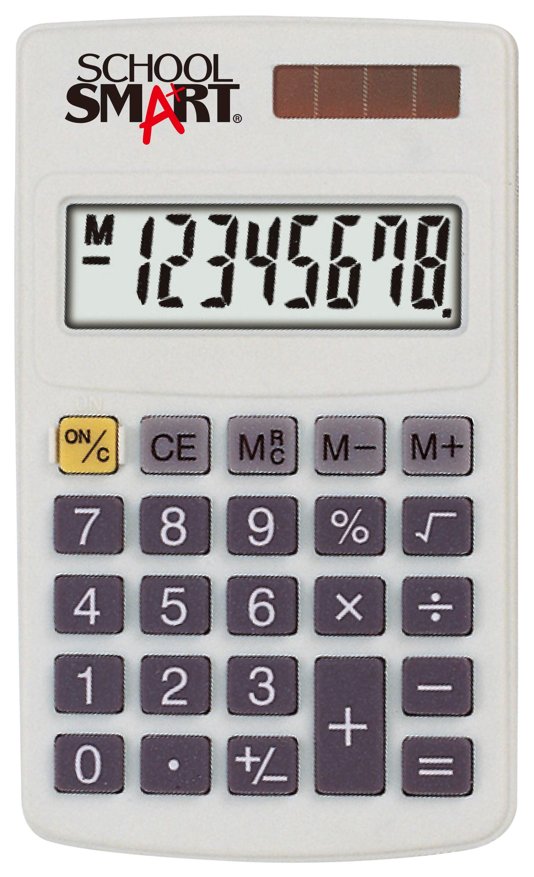 SCHOOL SMART CALCULATOR - HAND HELD POCKET - ASST COLOR - 1 AG10 BATTERY INCLUDED