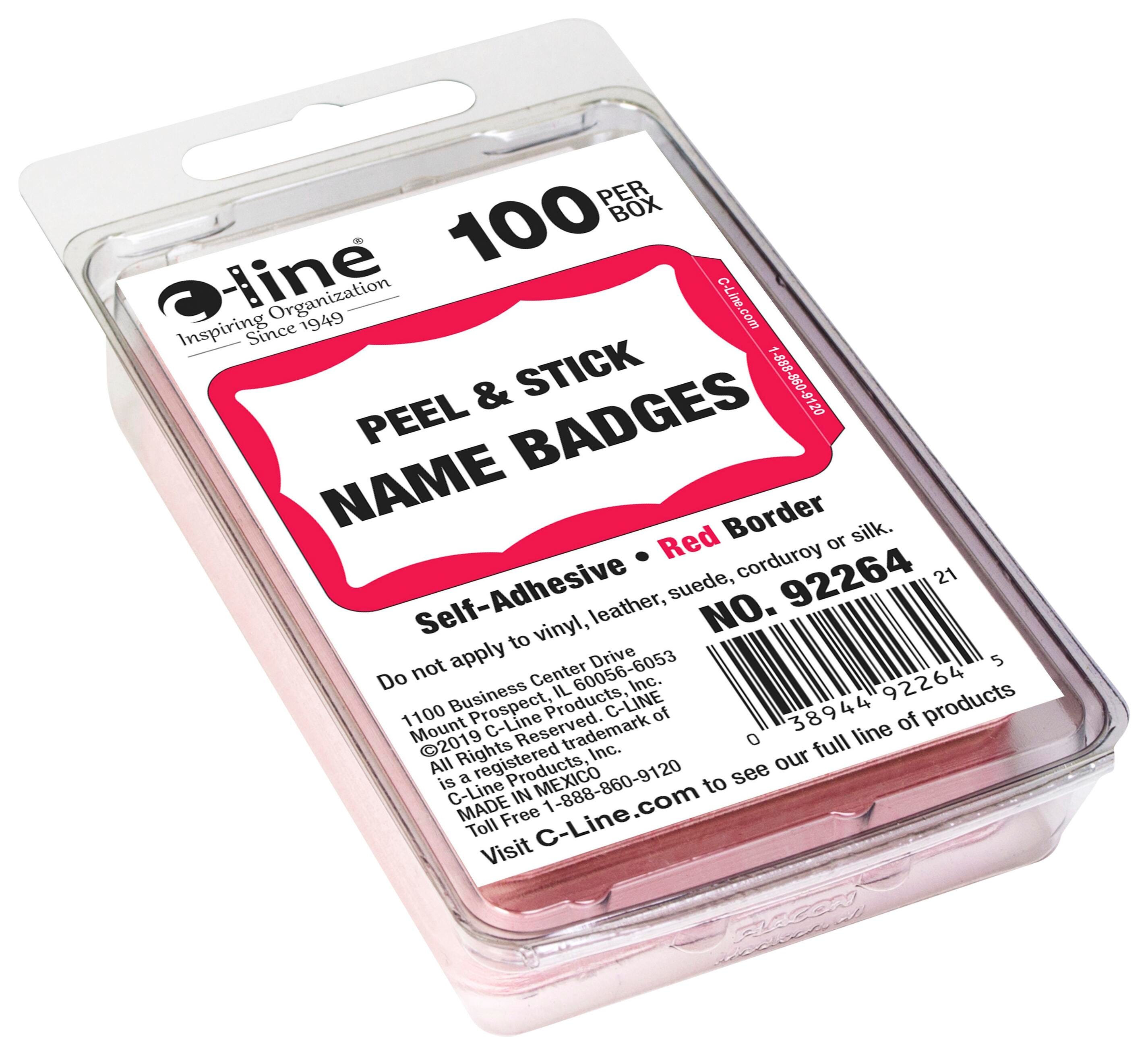 NAME BADGE ADHESIVE RED BORDER PK OF 100 CLI92264