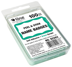 NAME BADGE ADHESIVE GREEN BORDER PK OF 100 CLI92263