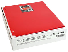 FOLDER 2-POCKET POLY 3HP RED PK OF 25