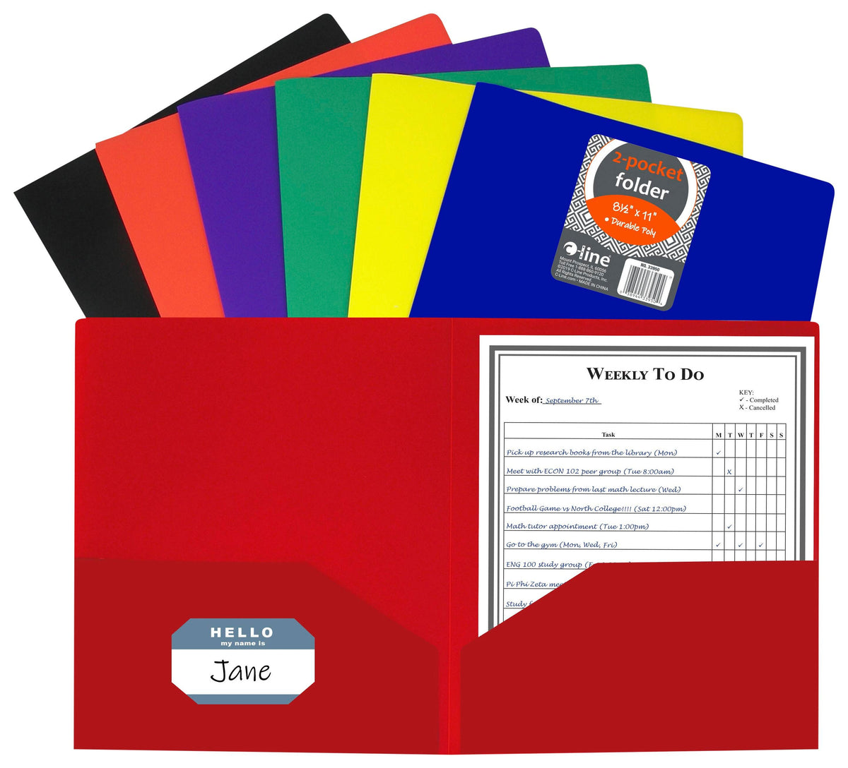 FOLDER 2-POCKET HEAVYWEIGHT POLY ASST SET OF 36