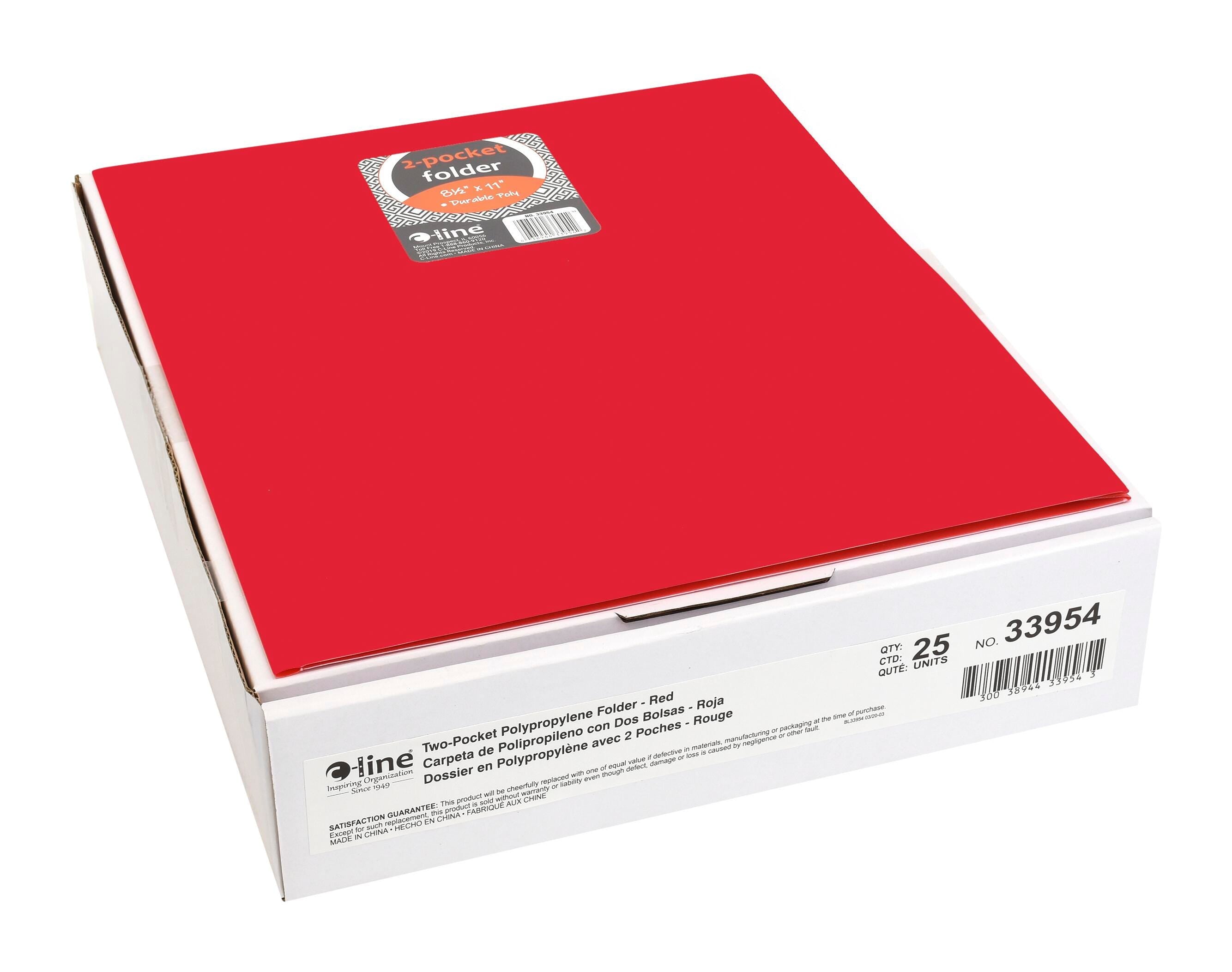 FOLDER 2-POCKET HEAVYWEIGHT POLY RED PACK OF 25