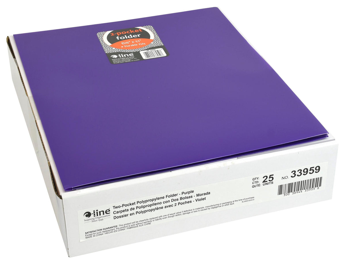 FOLDER 2-POCKET HEAVYWEIGHT POLY PURPLE PACK OF 25