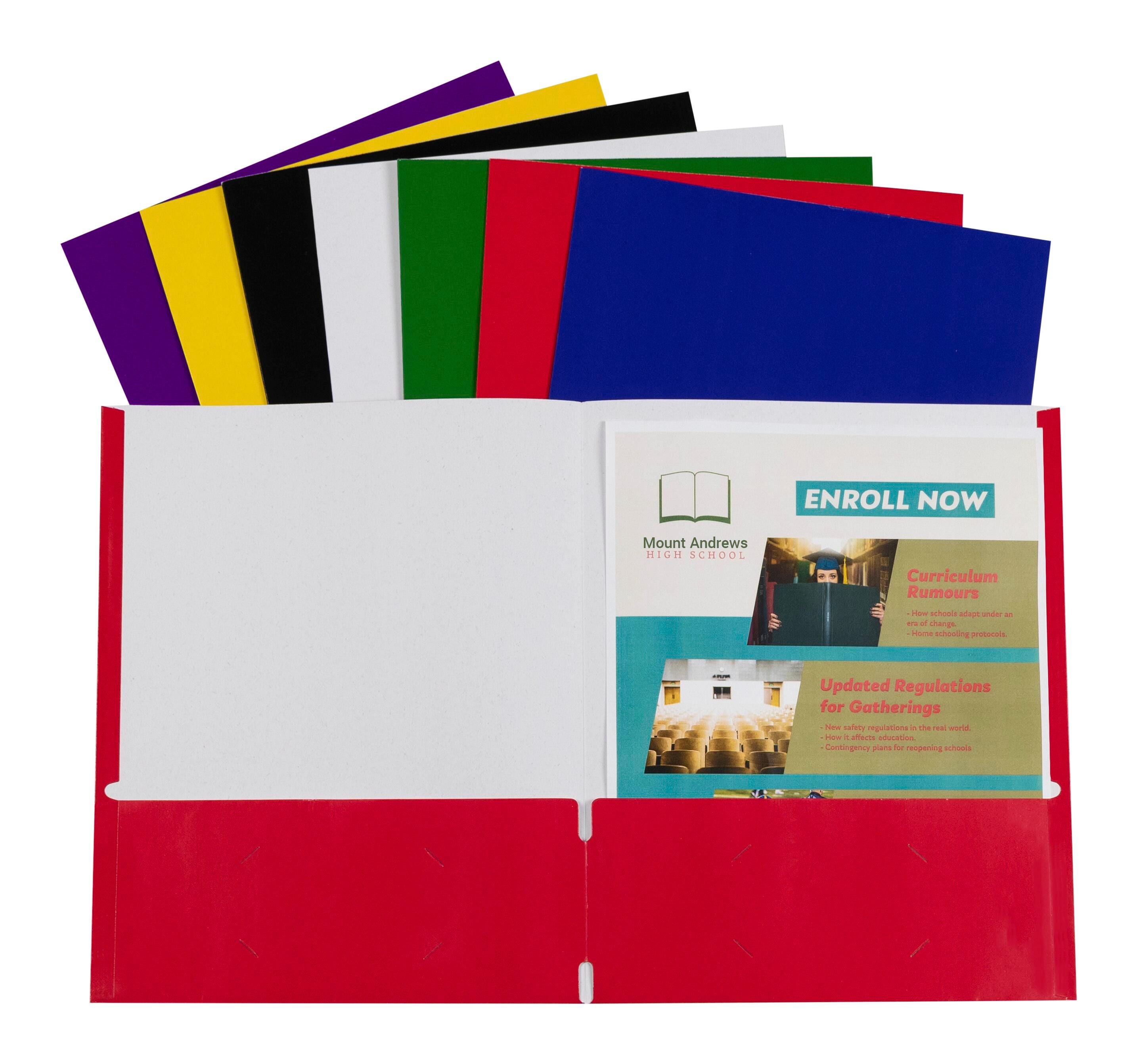 FOLDER 2-POCKET W/OUT PRONGS ASST SET OF 100