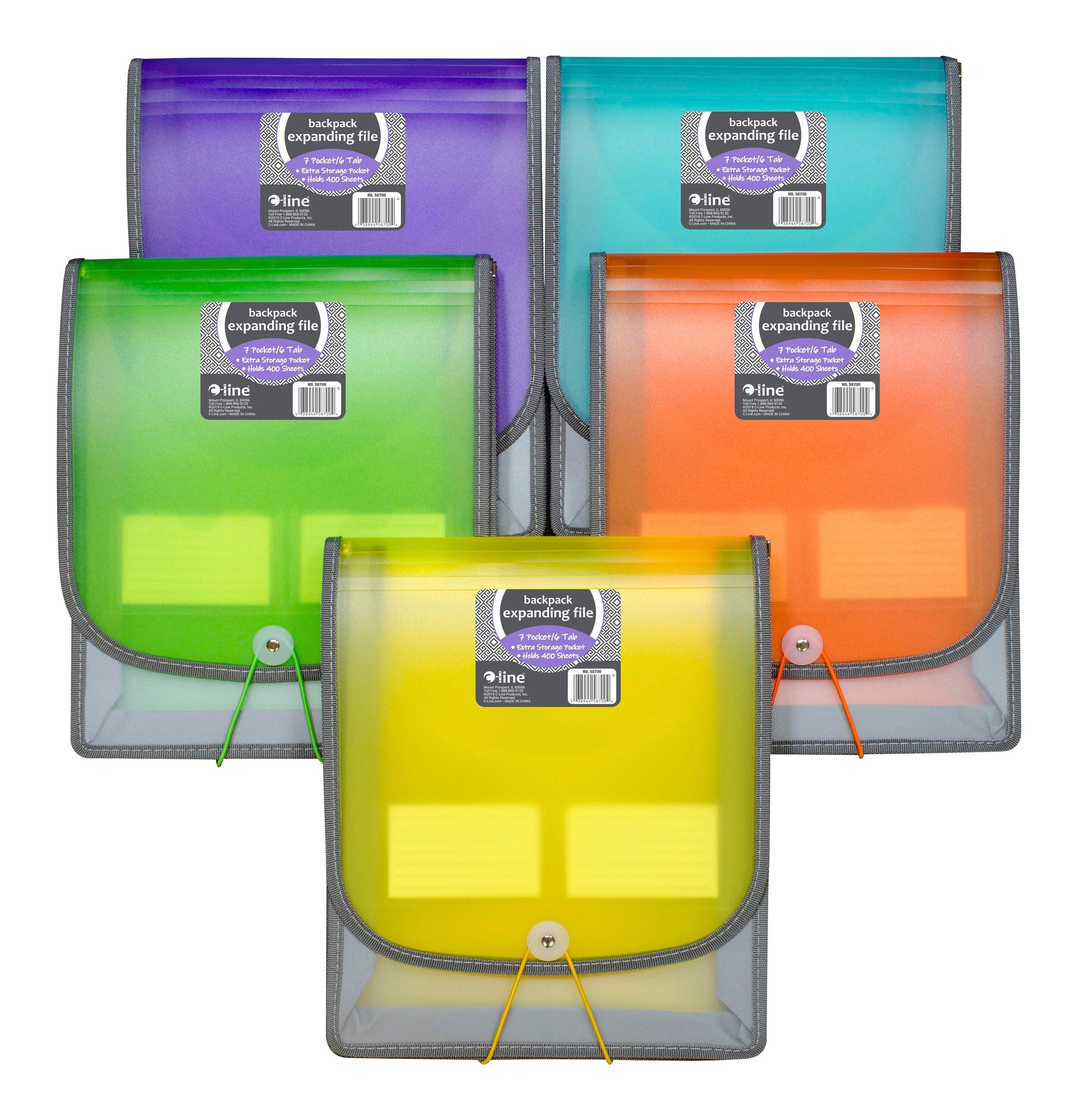 EXPANDING BACKPACK FILE 7 POCKET LETTER ASST COLOR