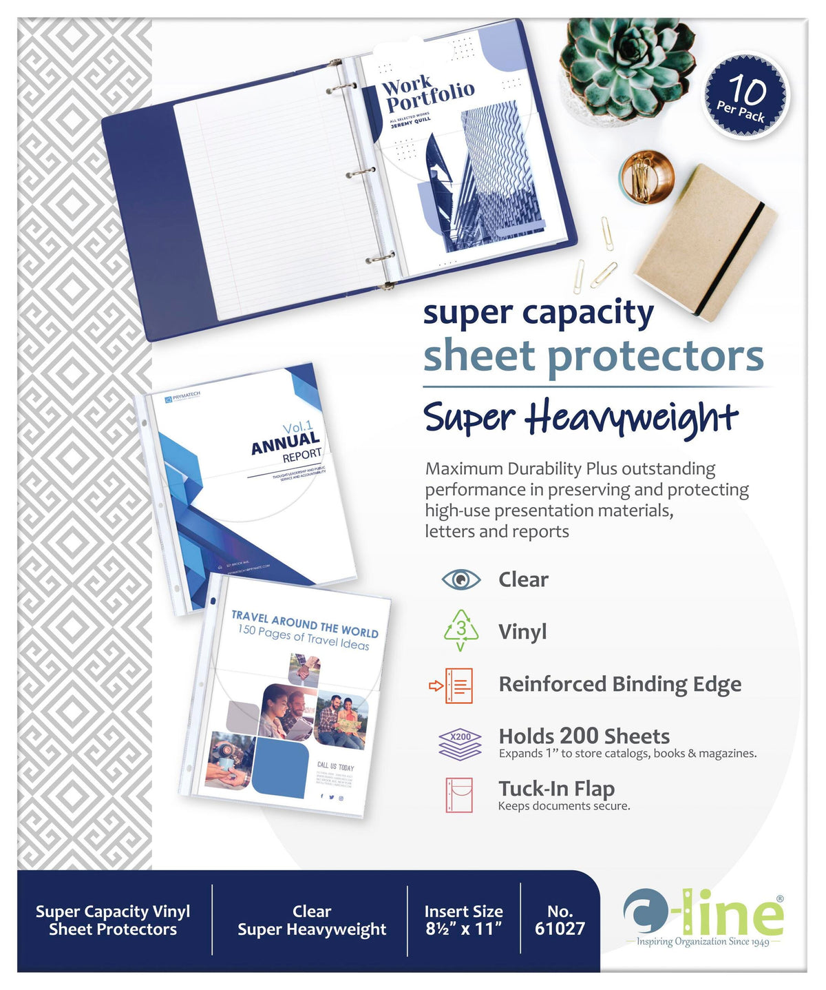 SHEET PROTECTOR VINYL 8.5X11 IN CLEAR PK OF 10