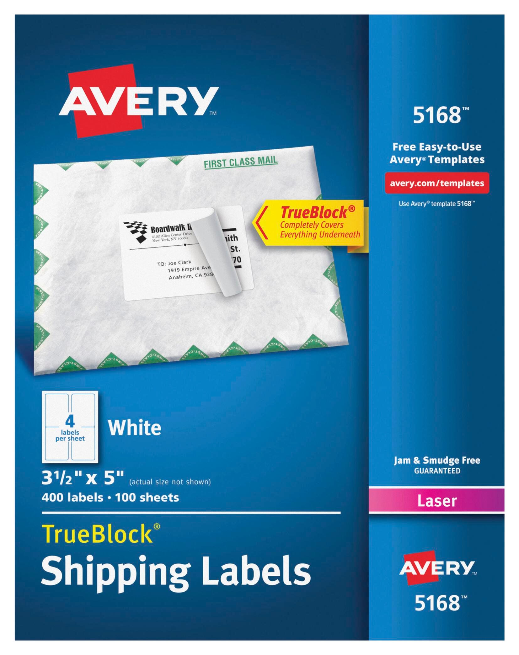 LABEL LASER SHIPPING 3-1/2 X 5 IN WHITE PK OF 400 AVE5168