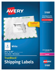 LABEL LASER SHIPPING 3-1/2 X 5 IN WHITE PK OF 400 AVE5168