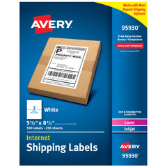 LABEL SHIPPING 5-1/2 X 8-1/2 IN WHITE PK OF 500 AVE95930