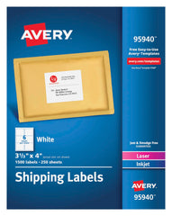 LABEL SHIPPING 3-1/3X4 IN WHITE PK OF 1500 AVE95940