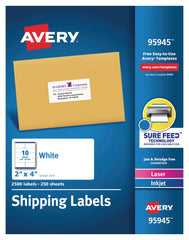 LABEL SHIPPING 2 X 4 IN WHITE PK OF 2500 AVE95945