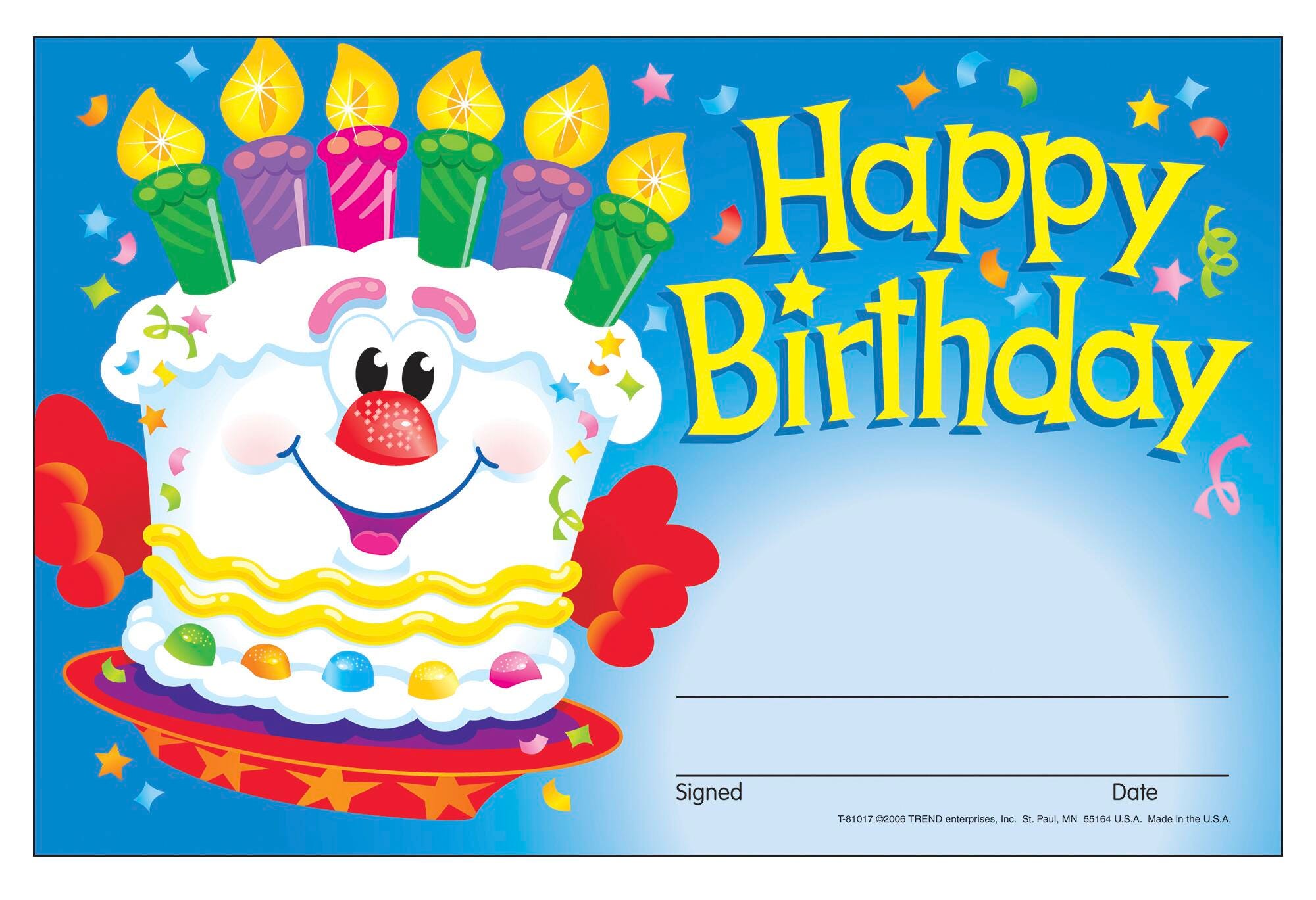 HAPPY BIRTHDAY CAKE RECOGNITION AWARDS PACK OF 30
