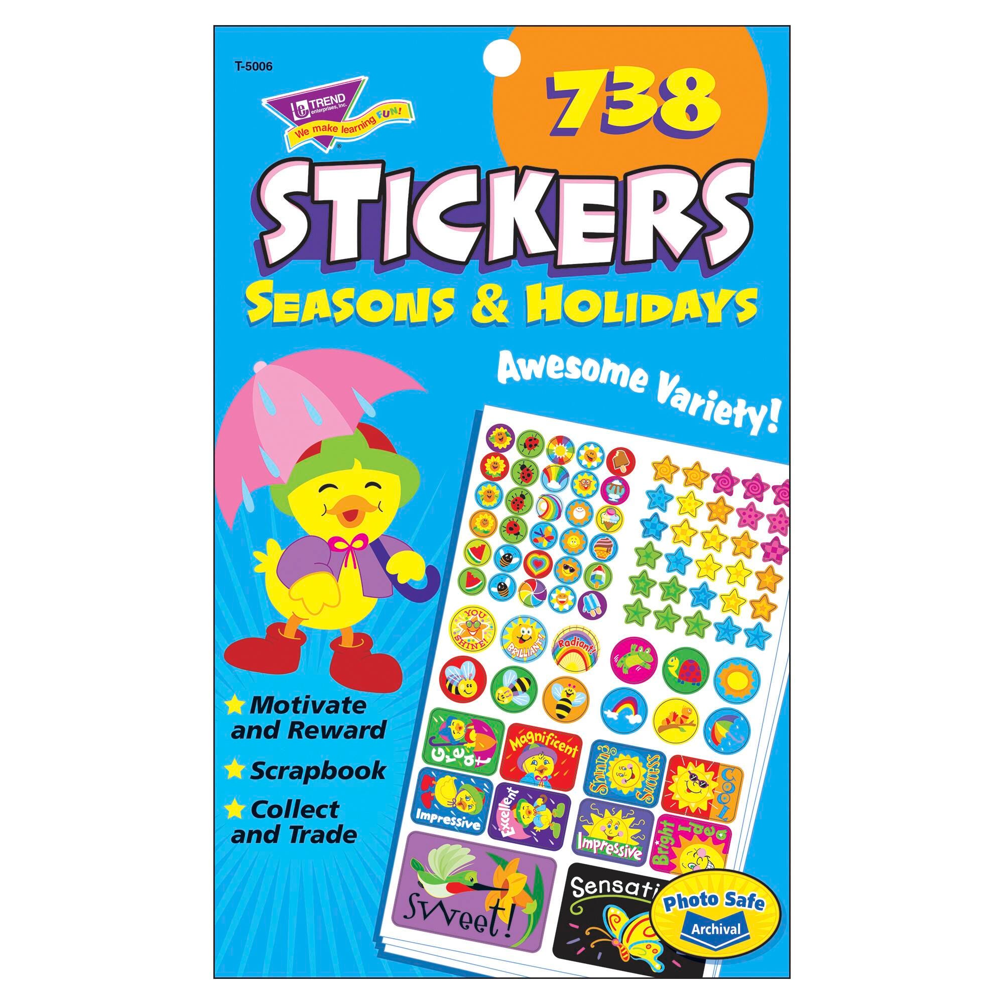 SEASONS -HOLIDAYS STICKER PAD - PACK OF 738