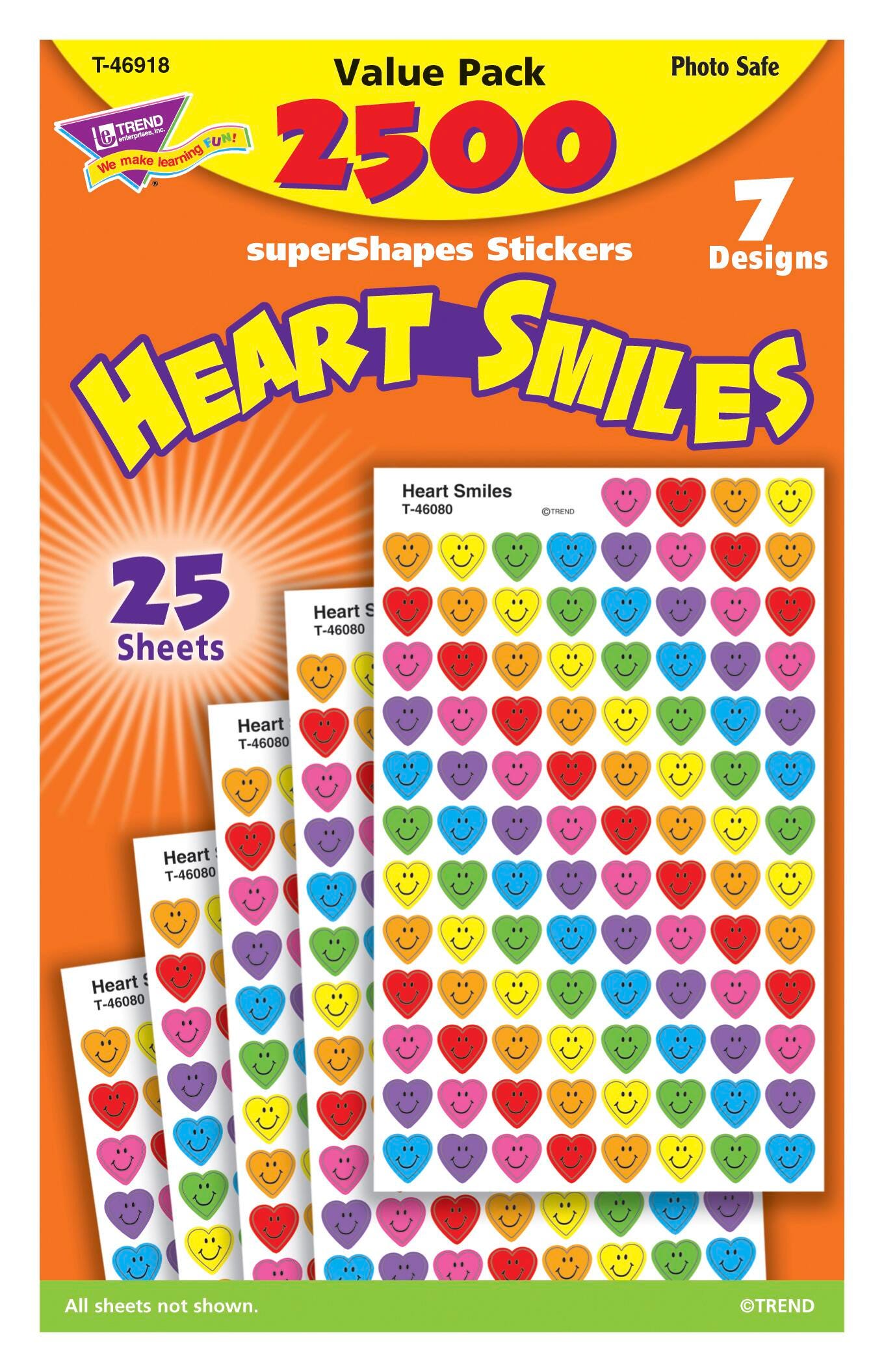 HEART SMILES SUPERSHAPES STICKER VALUE PACK - PACK OF 2500