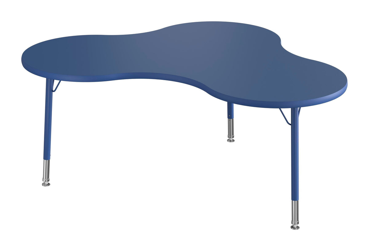 TABLE - CLASSROOM SELECT - NEOSHAPE BOOMERANG ACTIVITY TABLE - 60 X 42 - SPECIFY PRODUCT HEIGHT - LAMINATE - T-MOLD - SPECIFY TOP COLOR - SPECIFY EDGE COLOR - SPECIFY LEG COLOR - STANDARD