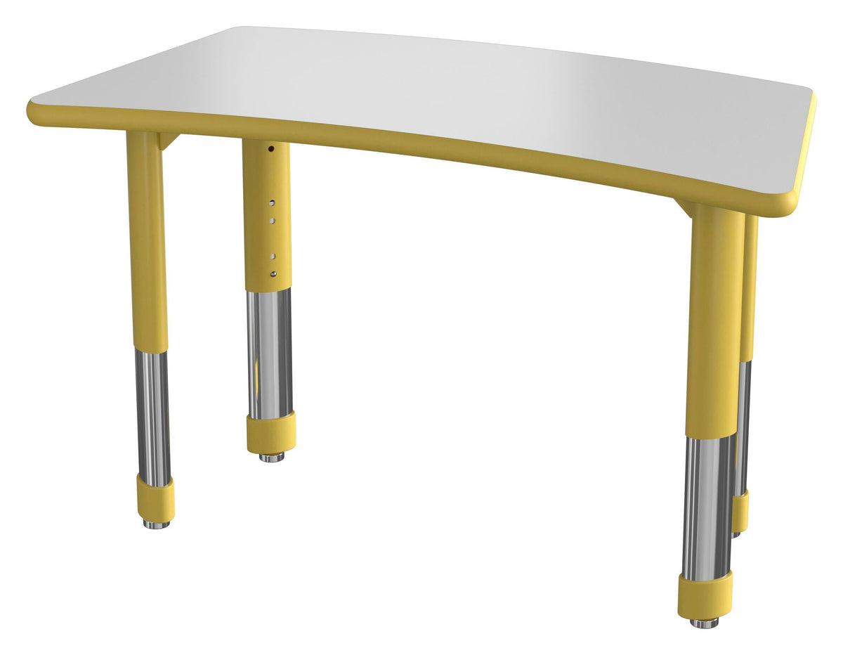 DESK - CLASSROOM SELECT - NEOSHAPE BRIDGE DESK - 40 W X 20 D - SPECIFY PRODUCT HEIGHT - MARKERBOARD - SPECIFY TOP COLOR - T-MOLD - SPECIFY EDGE COLOR - SPECIFY LEG COLOR