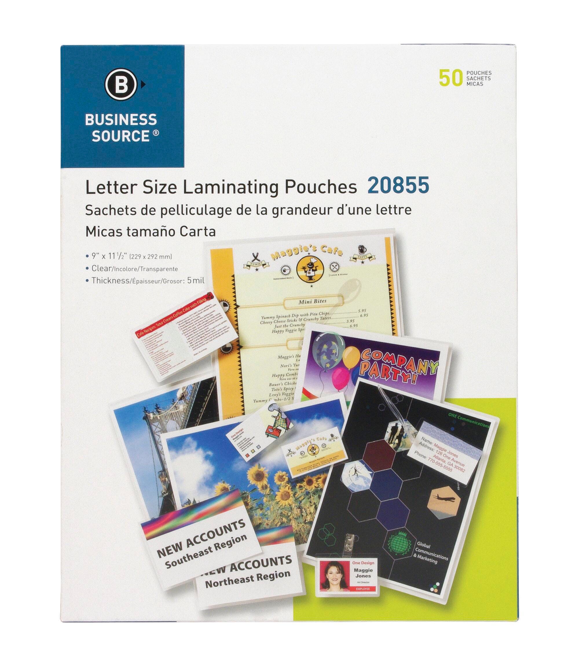 LAMINATING POUCH - LETTER SIZE - 9 X 11-1/2 INCH - 5MIL- PACK OF 50
