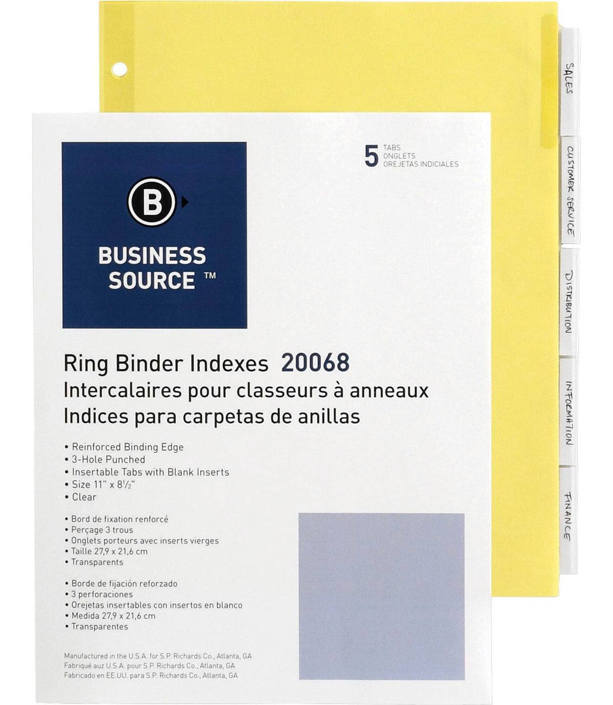 DIVIDER INSERTABLE 5 TAB CLEAR 50 SETS BSN20068BX