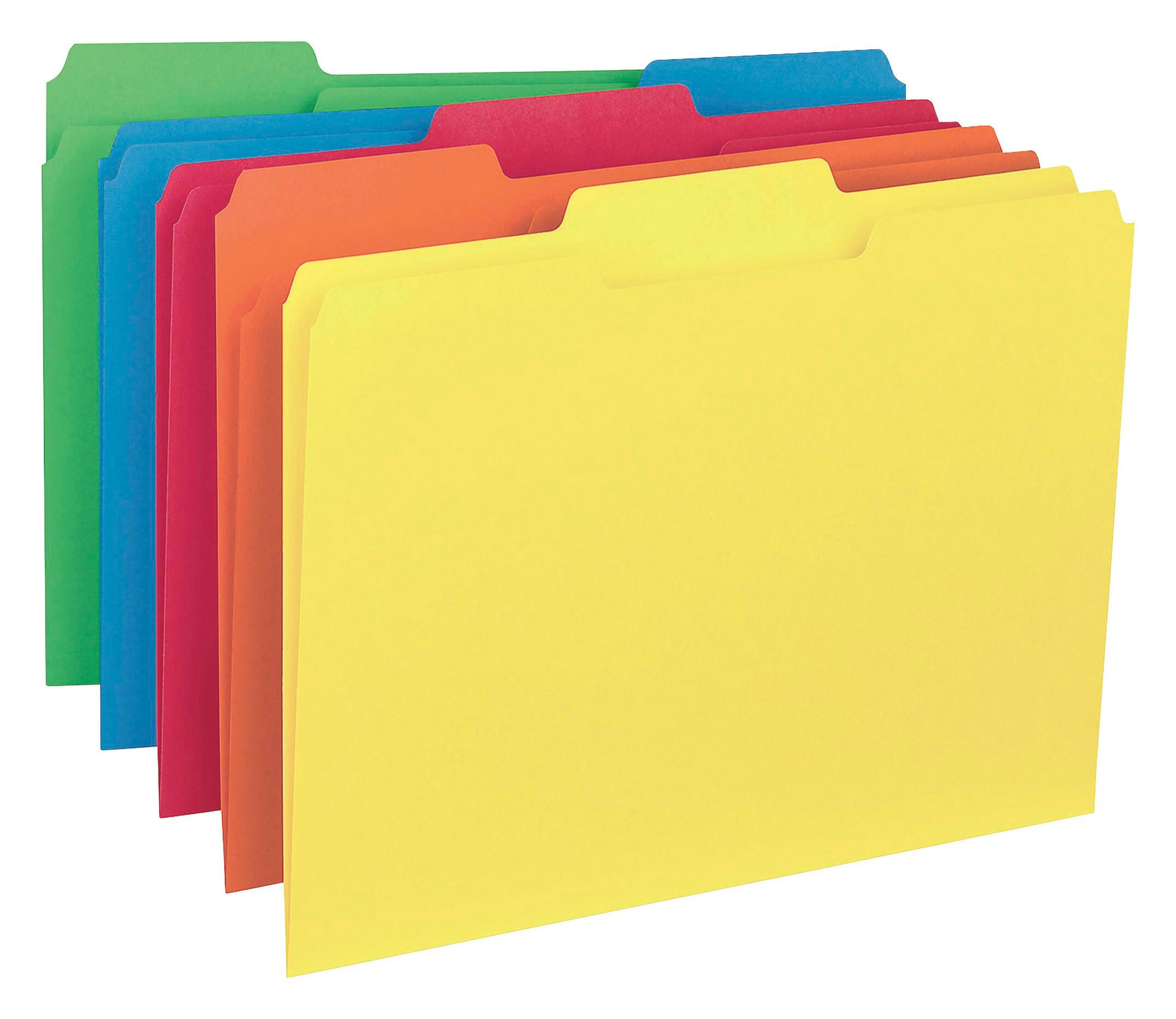 FILE FOLDER INTERIOR LETTER 1/3 CUT ASST PK OF 100 BSN43561