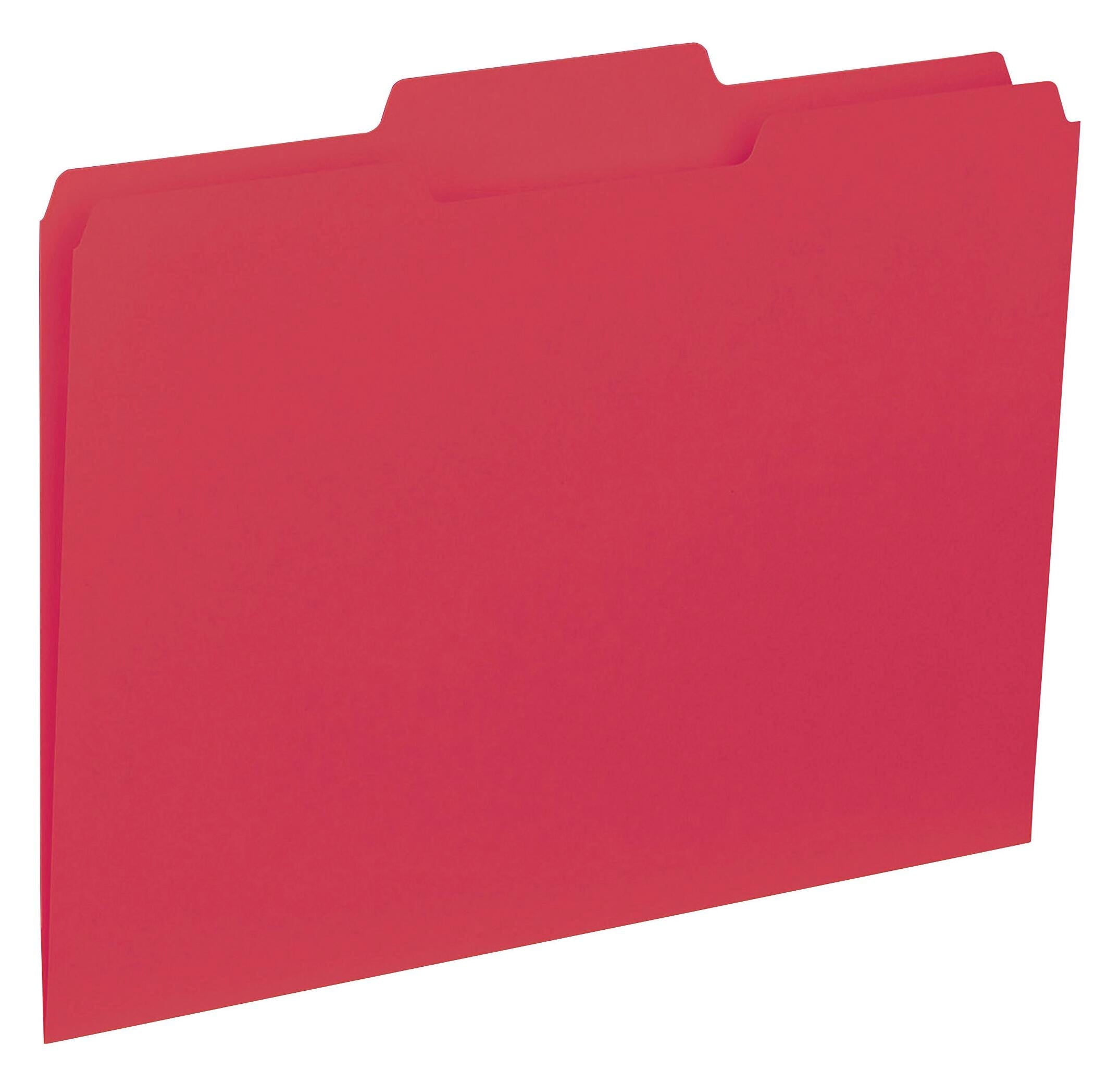 FILE FOLDER INTERIOR LETTER 1/3 CUT RED PK OF 100 BSN43564