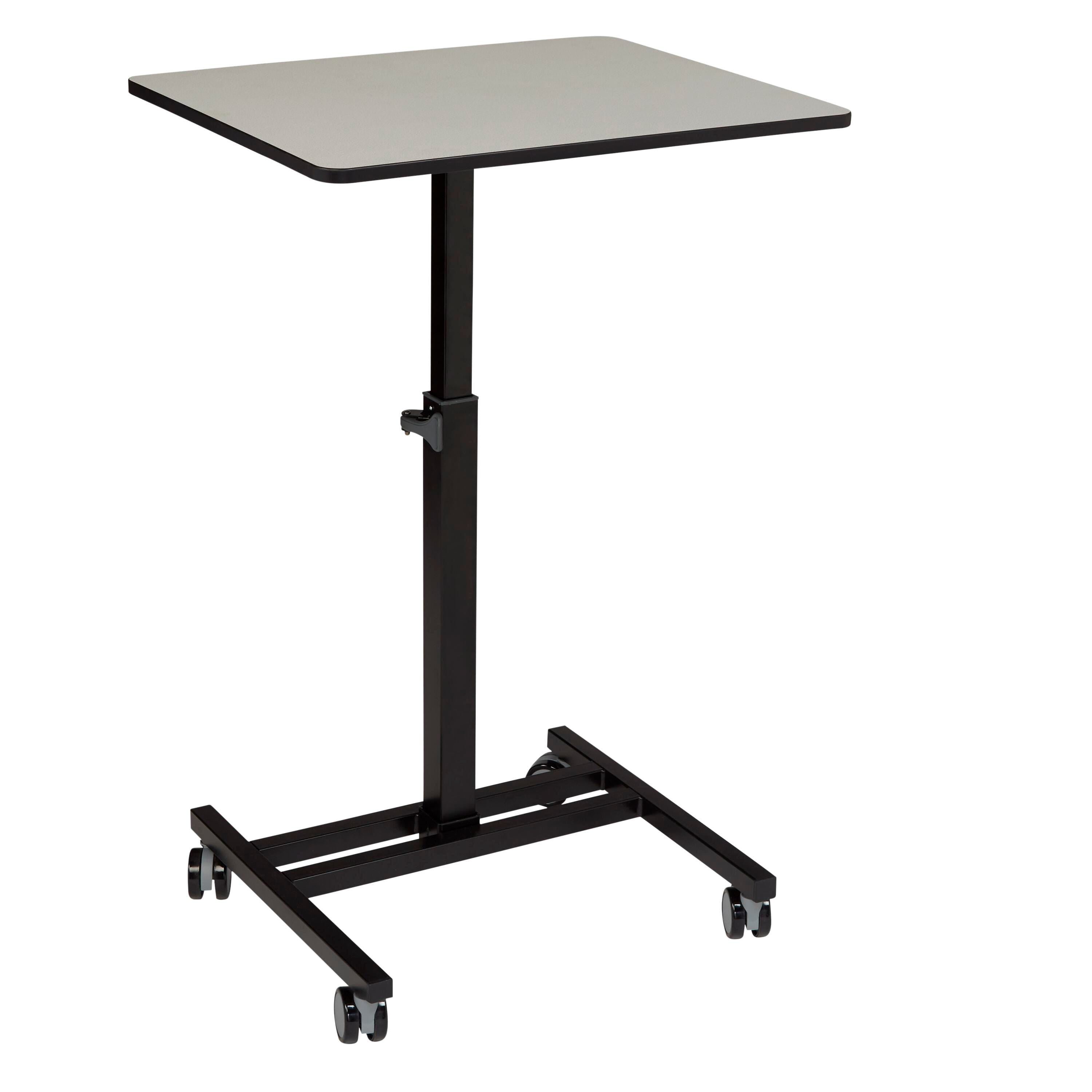 DESK - NATIONAL PUBLIC SEATING - EDTC SERIES - SIT AND STAND DESK - 26W X 20-3/4D X 27-3/4 - 44-1/2H IN - BLACK FRAME - BLACK EDGE - GRAY NEBULA TOP - CASTERS