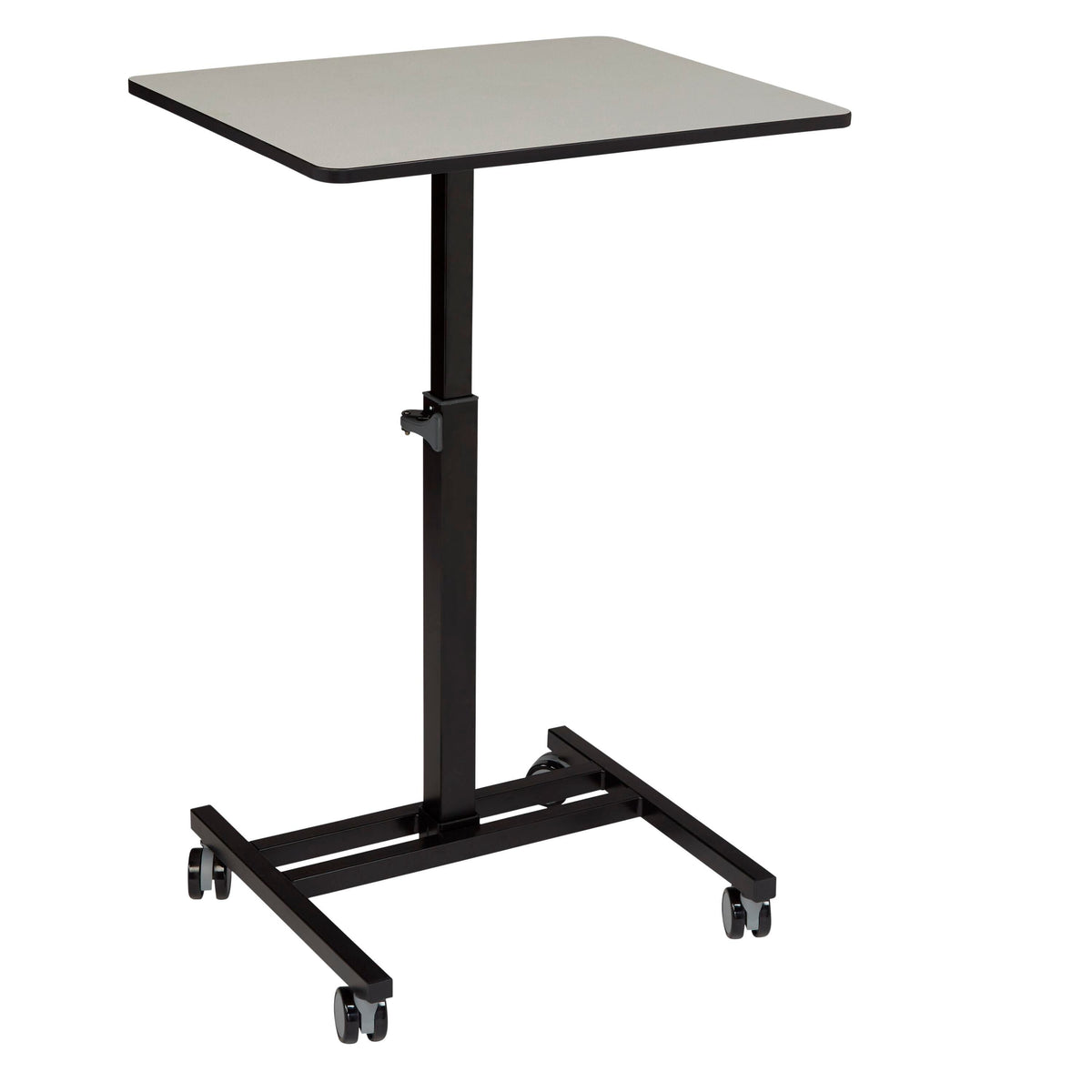 DESK - NATIONAL PUBLIC SEATING - EDTC SERIES - SIT AND STAND DESK - 26W X 20-3/4D X 27-3/4 - 44-1/2H IN - BLACK FRAME - BLACK EDGE - GRAY NEBULA TOP - CASTERS