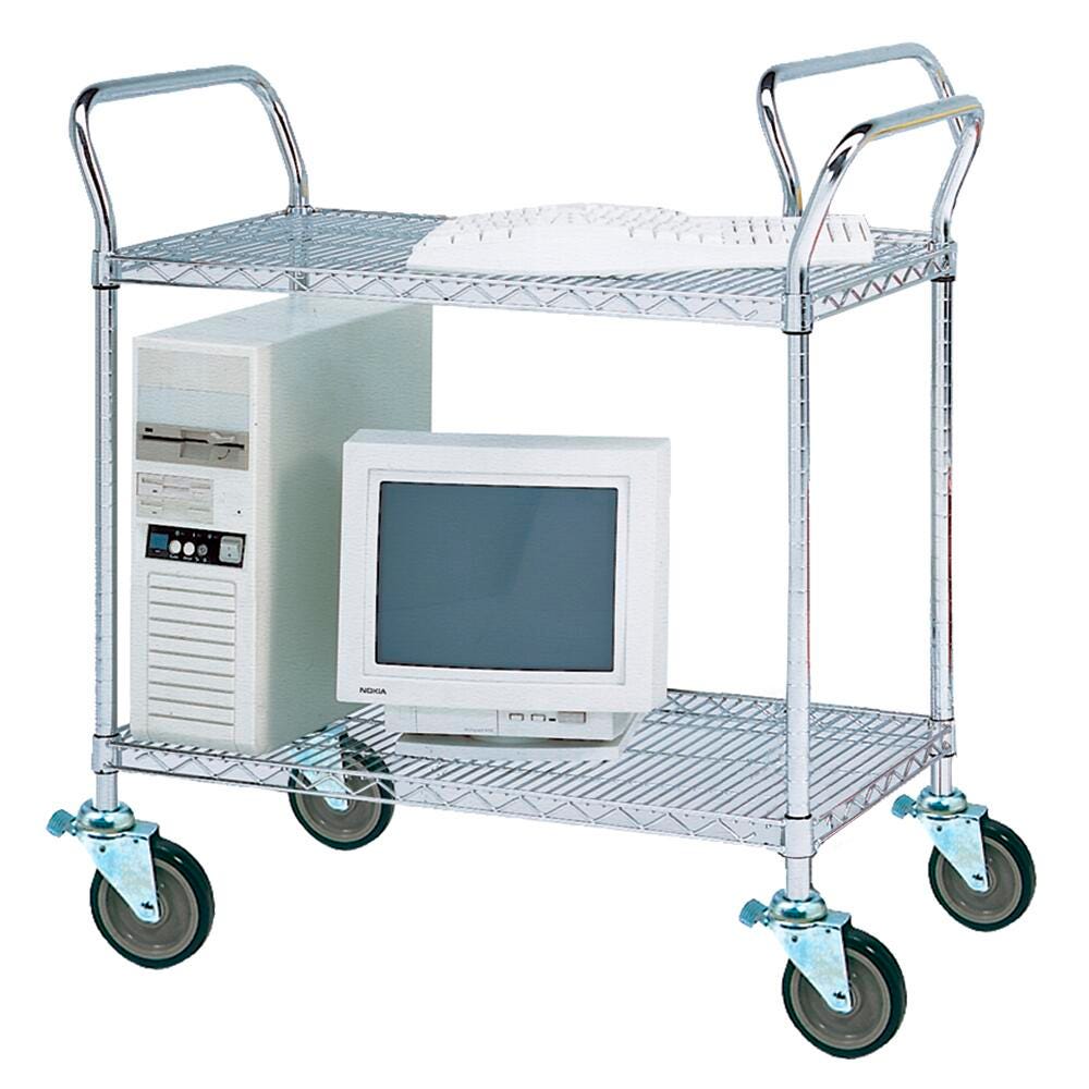 CHROME WIRE SERVICE CART 48W X 18D X 39H - 2 SHELVES