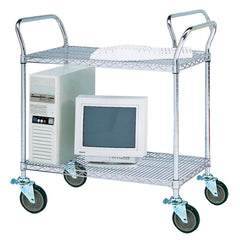 CHROME WIRE SERVICE CART 36W X 18D X 39H - 2 SHELVES