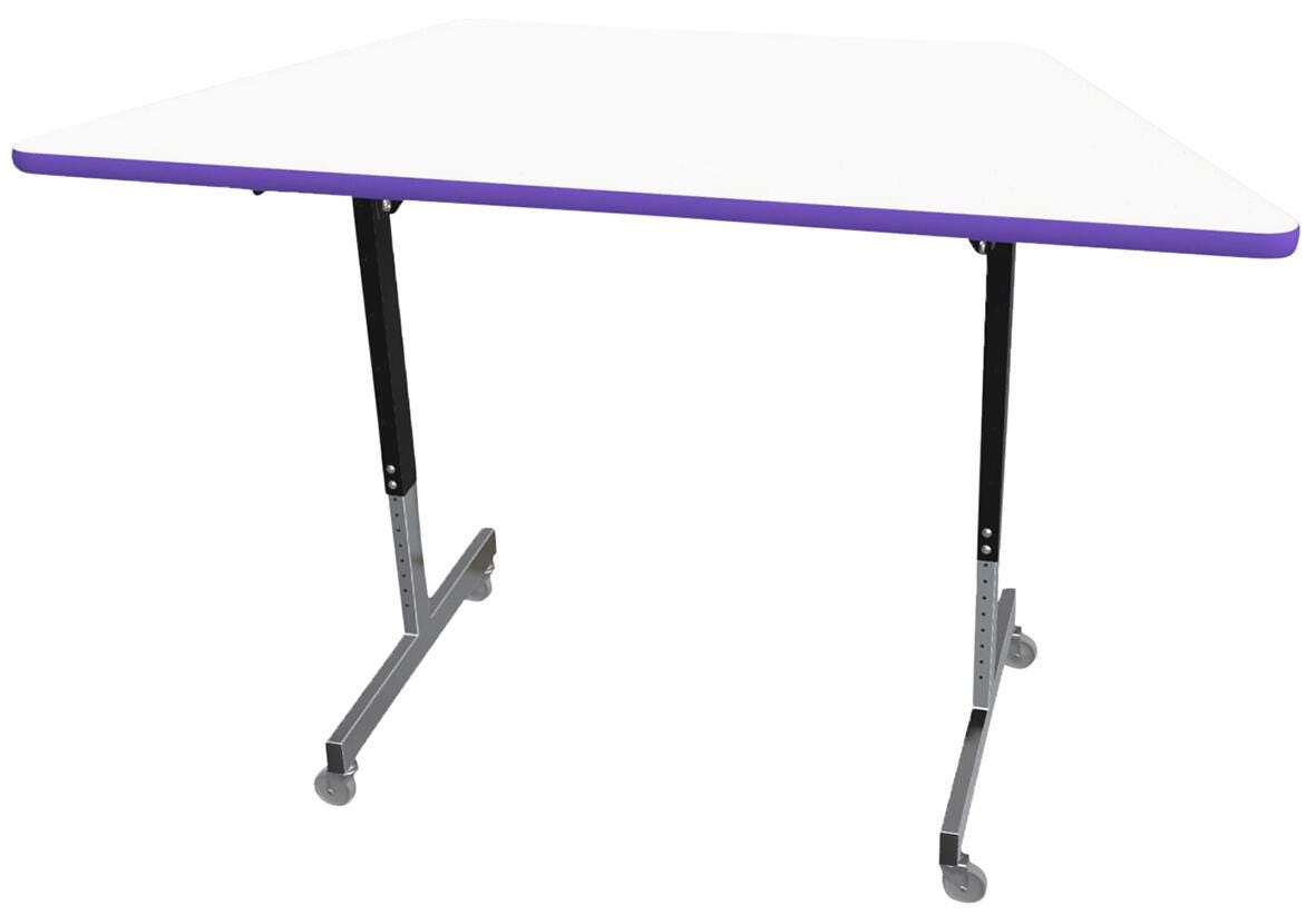 TABLE - CLASSROOM SELECT - TRAPEZOID PEDESTAL LEG TABLE - MARKERBOARD - T-MOLD - SPECIFY TOP COLOR - SPECIFY EDGE COLOR - CASTER