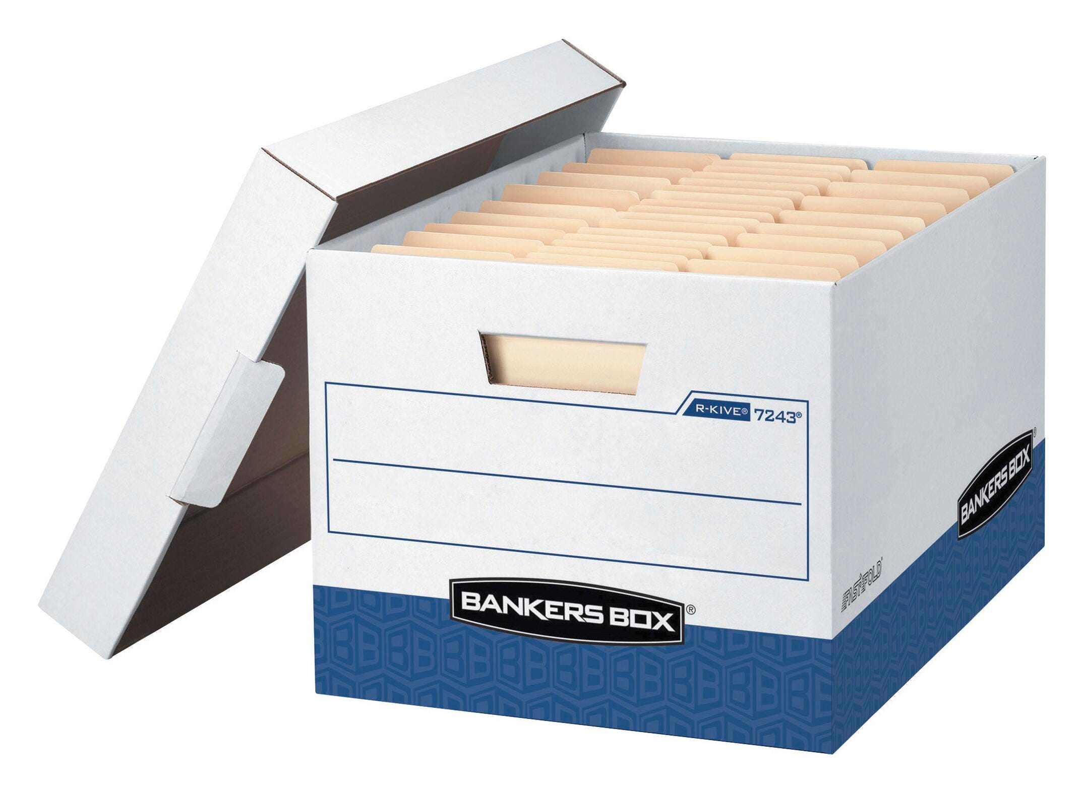 BANKERS BOX R-KIVE 12X15X10 IN WHITE/BLUE PK OF 4 FEL0724303