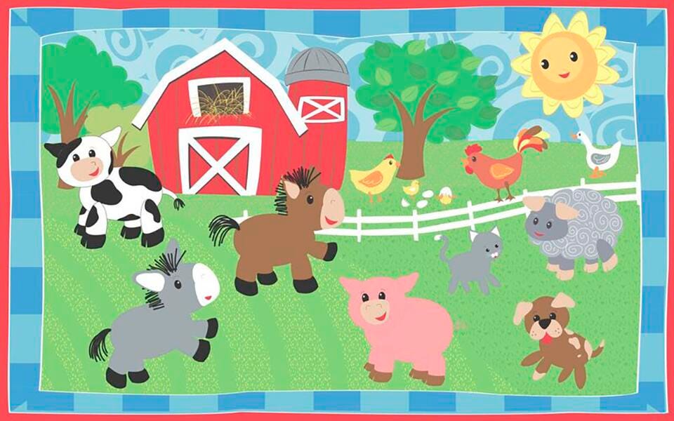 FLAGSHIP CARPETS - CUTIE BARNYARD PASTEL - 3 FT X 5 FT RECTANGLE