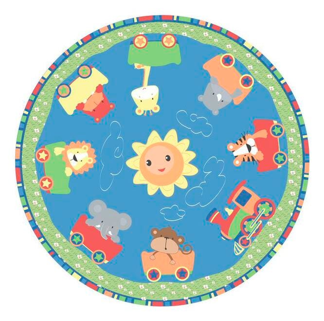 FLAGSHIP CARPETS - CUTIE TRAIN PASTEL - 5 FT ROUND