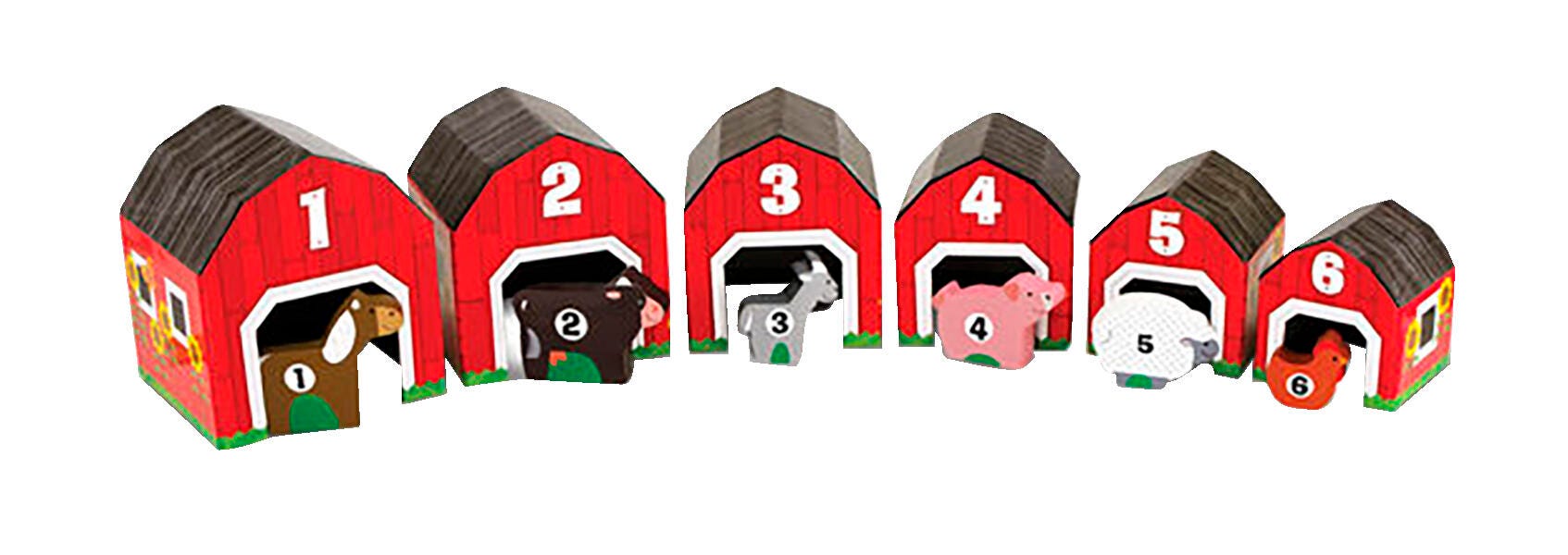 NESTING AND SORTING BARNS AND ANIMALS - SET OF 12