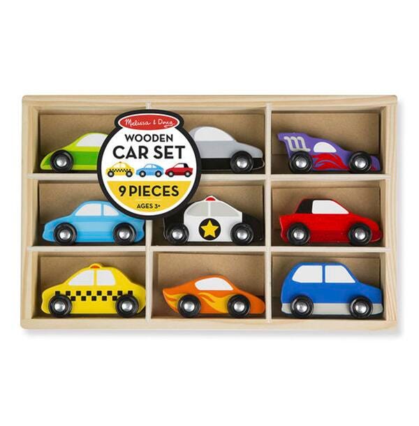 WOODEN CARS - SET OF 9
