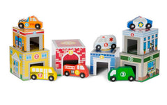 NESTING AND SORTING BUILDINGS AND VEHICLES - SET OF 12