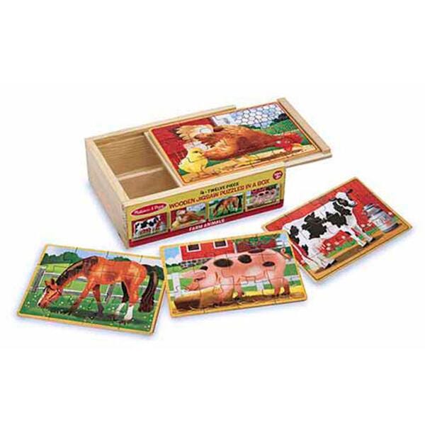 FARM ANIMALS PUZZLES IN A BOX - SET OF 5