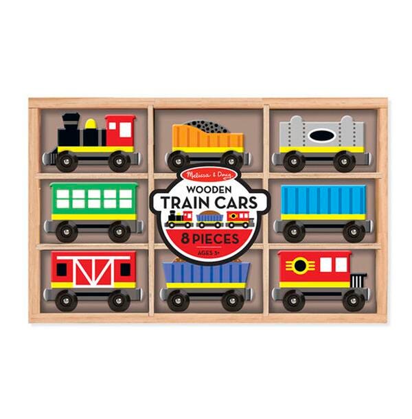 WOODEN TRAIN CARS - SET OF 9