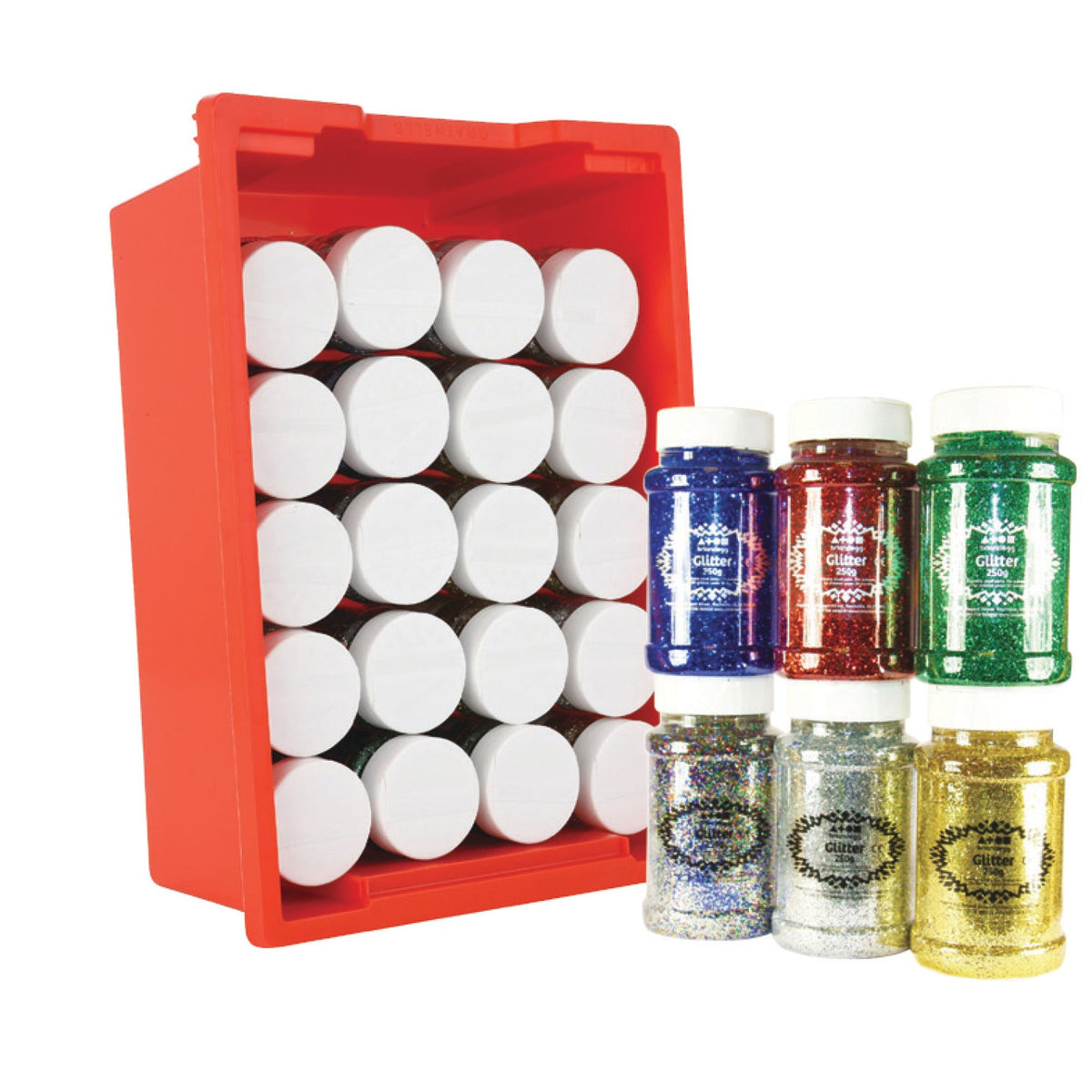 20 Glitter Shakers In A Tray